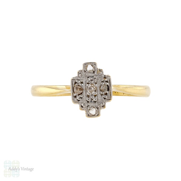 Edwardian Diamond Engagement Ring, Geometric Design Panel 18ct & Platinum
