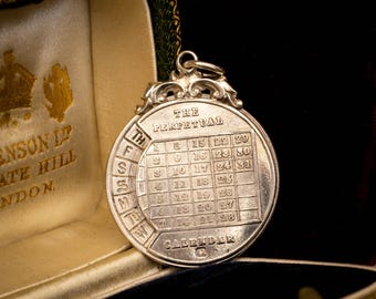 Antique Victorian Sterling Silver Perpetual Calendar Pendant , 1890s.