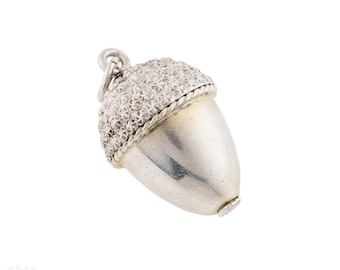 Antique Large Sterling Silver Acorn Pendant.