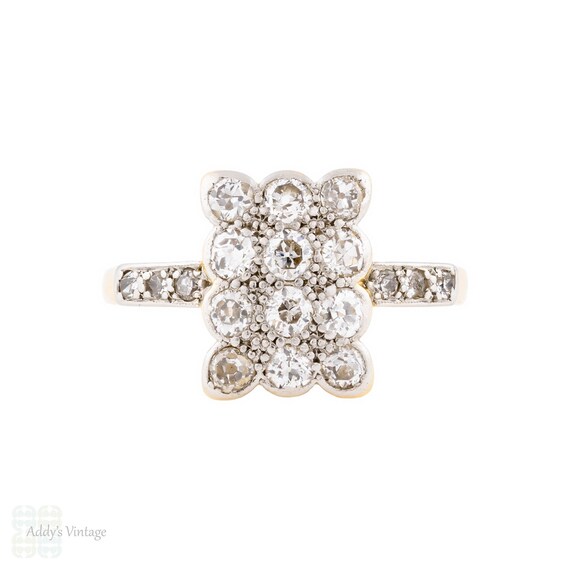 Antique Diamond Rectangular Panel Ring, Large 0.6… - image 1