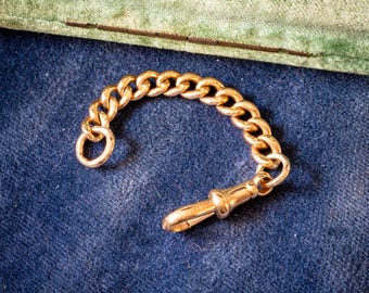 Antique 9ct Gold Curb Link Chain Extender, Swivel Dog Clip Clasp, 78 mm (6.15g)