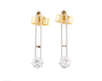 Antike Altschliff Diamant Tropfen Ohrringe, 18 Karat Gold & Platin.