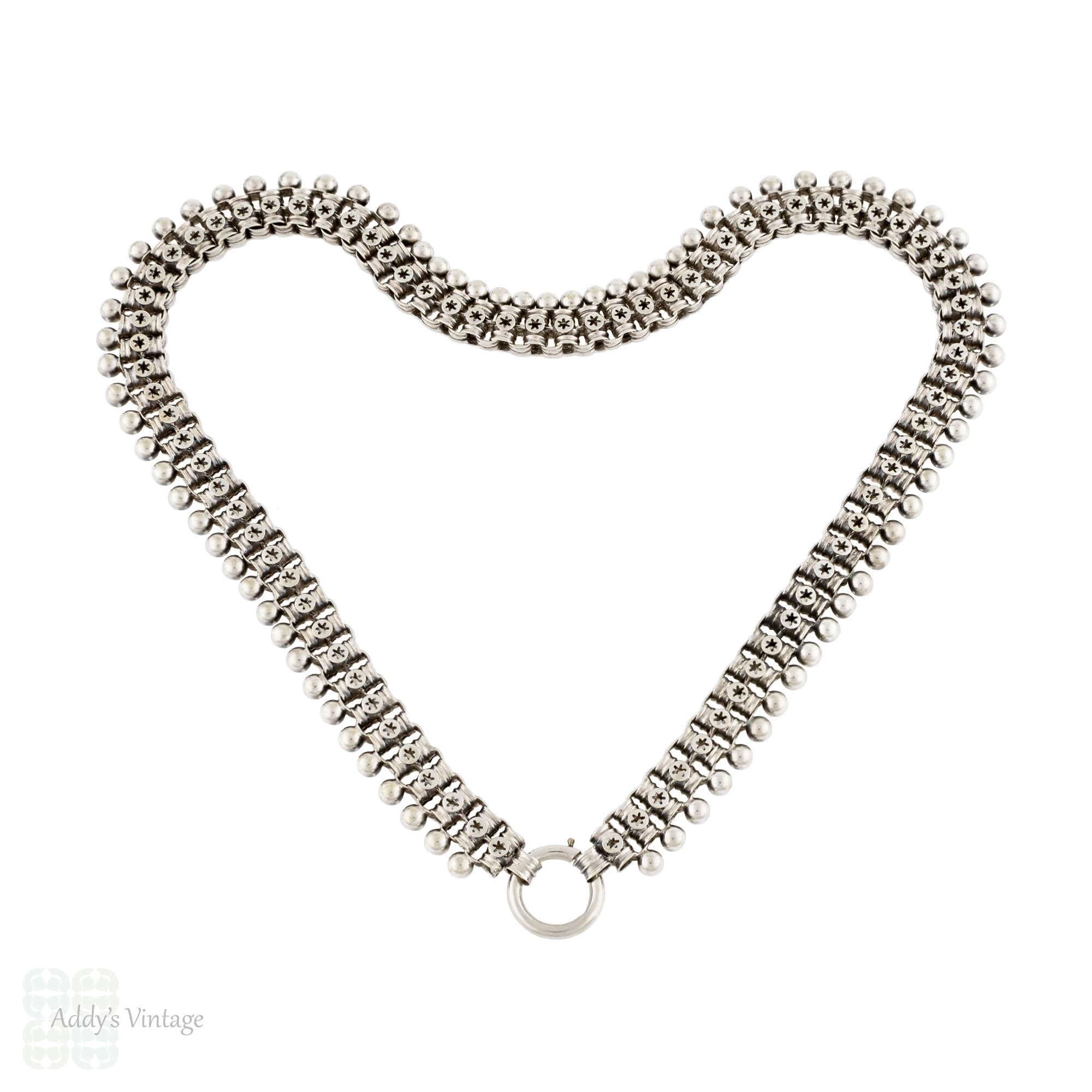 Victorian Star Design Pierced Sterling Silver Book Chain, 43
