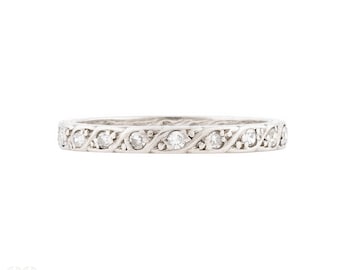 Art Deco Diamond Eternity Ring, Antique Full Hoop Band Size N.5 / 7.