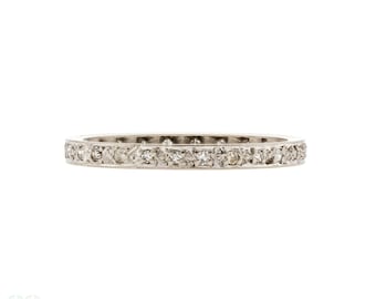 Diamond Eternity Ring, Vintage 18ct Full Diamond Hoop Wedding Band Size S / 9.25.