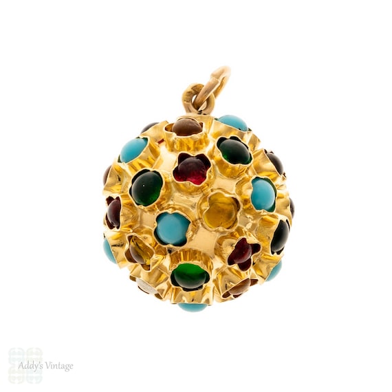 Vintage Multi Coloured 19ct Gold Sputnik Pendant Charm Portuguese