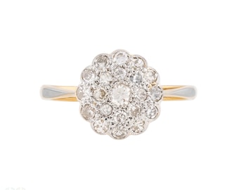 Antique Old Cut Diamond Cluster Ring, 18ct & PLAT.