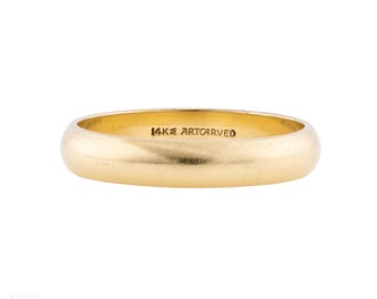 Men's Vintage 14k Gold ArtCarved Wedding Ring Band, Size S / 9.