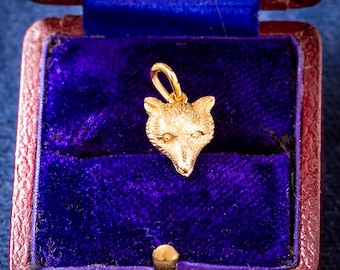 Antique 15ct Gold Fox Charm Pendant, Victorian Conversion.