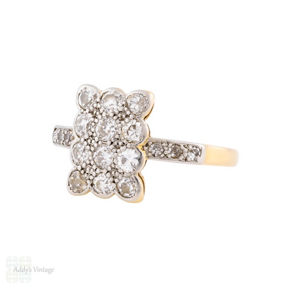 Antique Diamond Rectangular Panel Ring, Large 0.6… - image 5