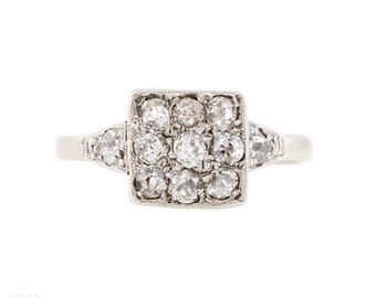 Cobblestone 18ct Diamond Ring, Antique 0.55 ctw Old Mine Cut Cluster Ring.