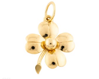 Vintage 9ct Gold Lucky 4 Leaf Clover Charm Pendant.