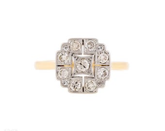 Art Deco Diamond Halo Engagement Ring, 0.30ctw Circa 1920s.