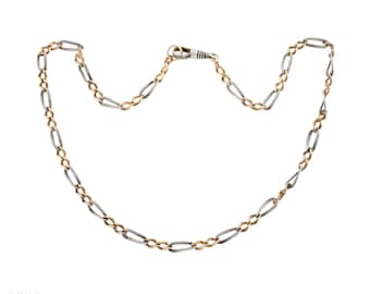 Antique Niello & Rose Gold Gilt Fancy Link Chain Necklace, 44.5 cm / 17.5 inches.