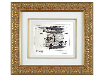 1968年 パブロ・ピカソ サイン入りカラーリトグラフ「驚きの顔