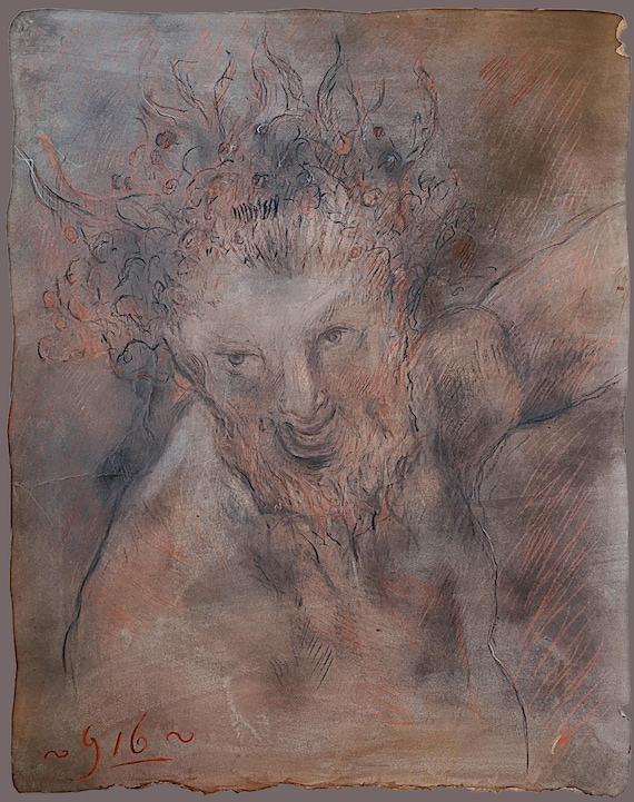 XXL classic drawing "BACCHUS" chalk