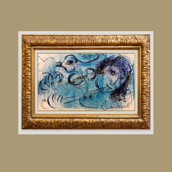 MARC CHAGALL- original lithograph “the flute player” by Marc Chagall 1957