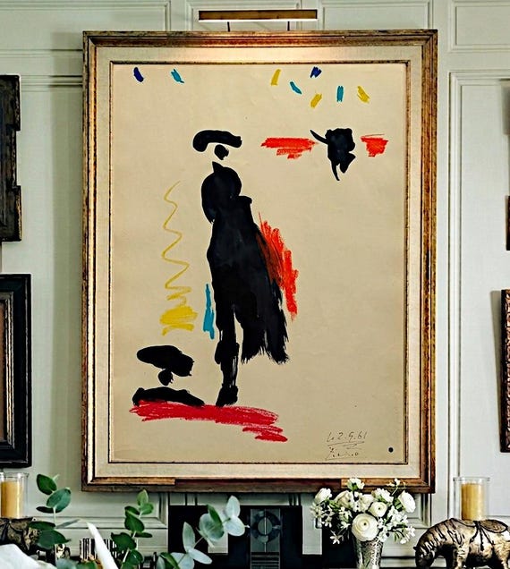 Rare wonderfull XXL Picasso colored ink drawing on paper signed and dated – French Drawing, Modernist Fine Art Collectible - museum quality