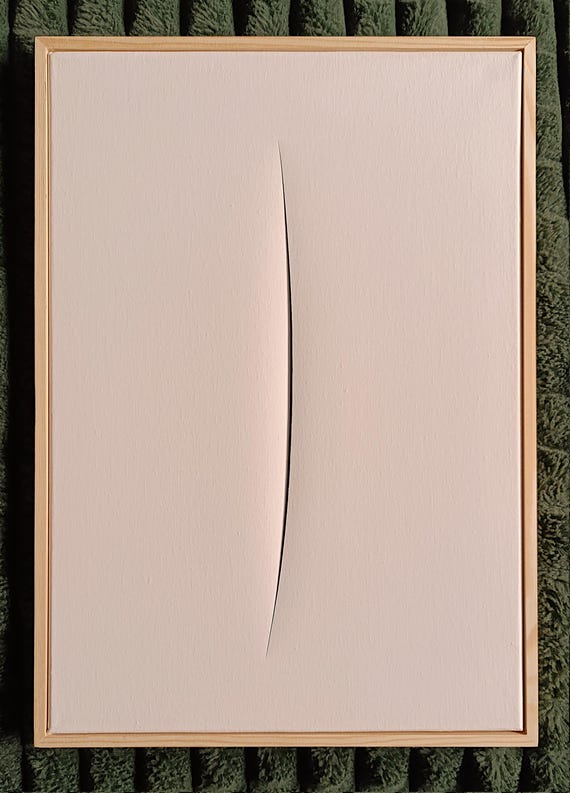 LUCIO FONTANA - Canvas - concetto spaziale - ATTESE white