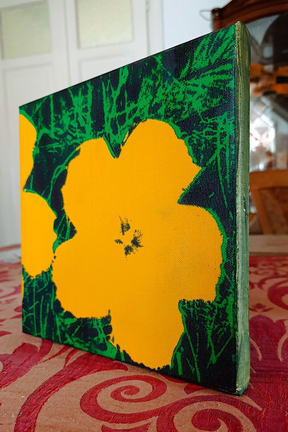 ANDY WARHOL - Canvas silkscreen signed - Flowers