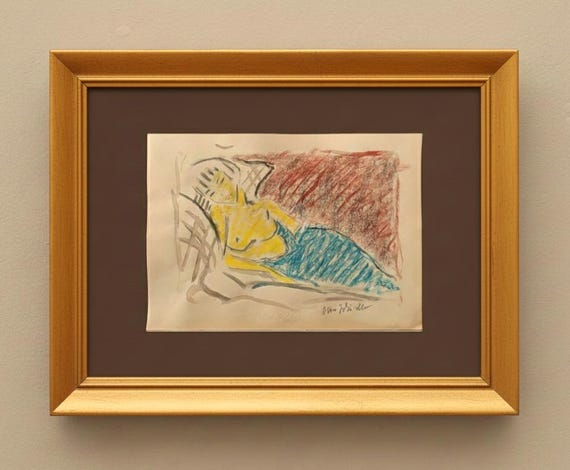 EXPRESSIONIST DRAWING - signed Otto Müller - very rare and beautifull watercolor