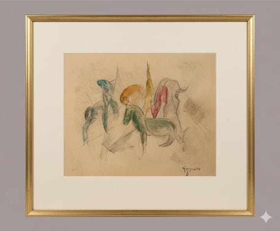 EXPRESSIONIST DRAWING- Franz Marc-beautiful watercolor