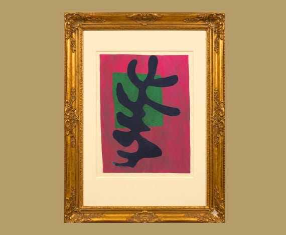 Rare wonderfull Matisse large real paper cut out from hand dyed paper – French Drawing, Modernist Fine Art Collectible - museum quality