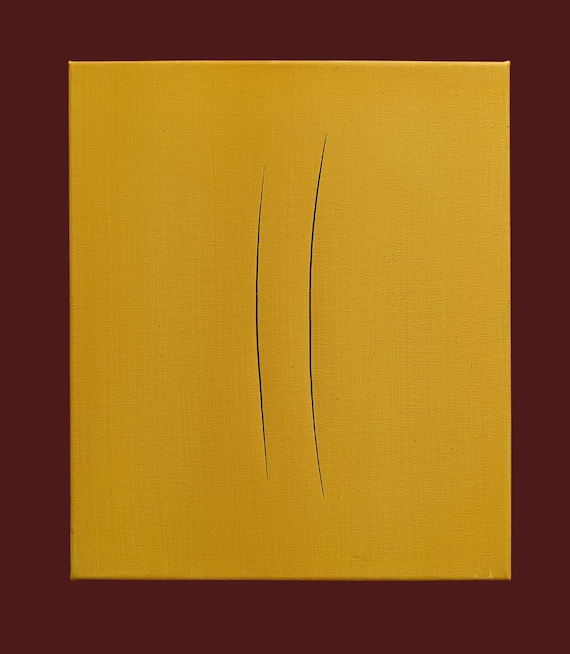LUCIO FONTANA - Canvas - concetto spaziale - ATTESE yellow