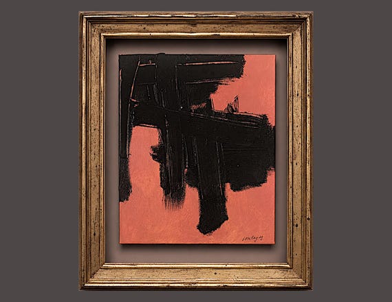 Pierre Soulages - very rare oil painting on canvas