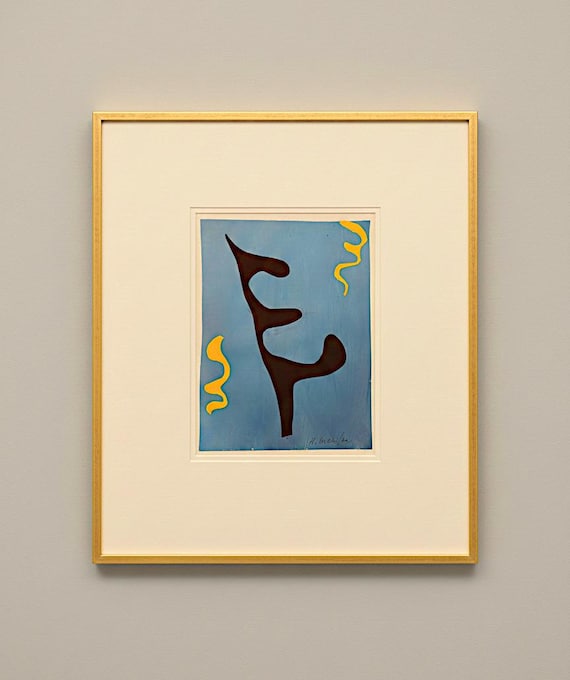 Rare Matisse real paper cut out from hand dyed paper – French Drawing, Modernist Fine Art Collectible