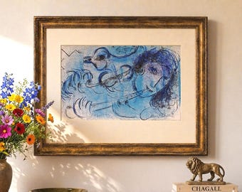 MARC CHAGALL- original lithograph “the flute player” by Marc Chagall 1957