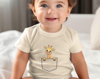 Giraffe Pocket Bodysuit, Giraffe Pocket Baby Bodysuit, Giraffe Pocket Toddler Shirt, Funny Giraffe Gift Bodysuit, Cute Giraffe Baby Bodysuit