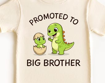 Promoted to Big Brother Dinosaur Shirt, Big Brother Dino Toddler Tee, Baby Brother Announcement Shirt, Cute Sibling Reveal Outfit