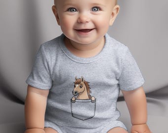 Horse Pocket Bodysuit, Horse Pocket Baby Bodysuit, Horse Pocket Toddler Shirt, Cute Horse Baby Bodysuit, Funny Horse Bodysuit