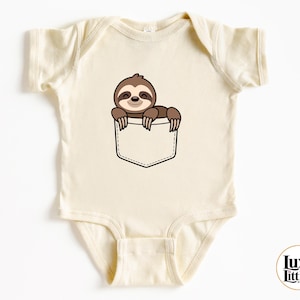 Sloth Pocket Baby Bodysuit, Sloth Pocket Bodysuit, Sloth Pocket Toddler Shirt, Cute Sloth Baby Bodysuit, Sloth Gift Bodysuit, Baby Shower