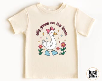 Silly Goose Kids Shirt - Silly Goose On The Loose Kids Tee, Funny Farm Animal Shirt, Cute Gift for Girl, Birthday Girl Tee, Grandchild shirt