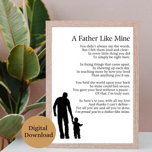 A Father Like Mine Wandposter | Druckbares Gedicht für Papa | Vatertagsgeschenk | Sofortdownload| Geschenk für Papa |Sentimental Print| Vatertag