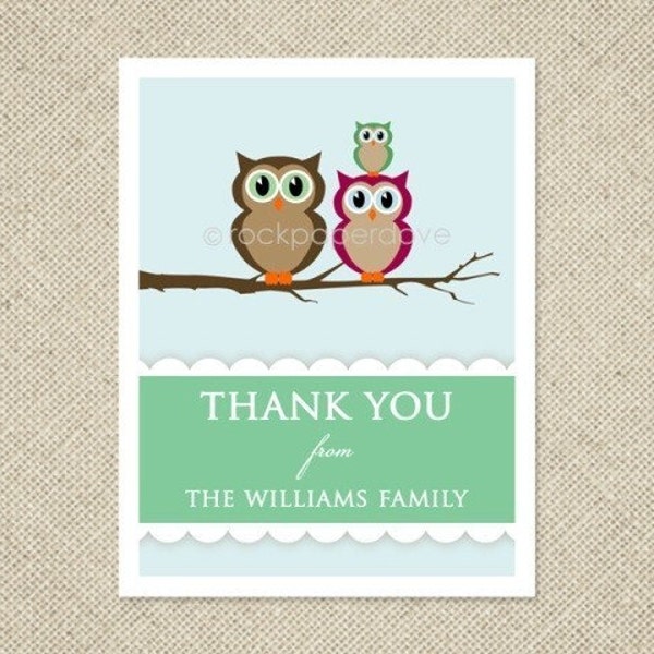 Owl Baby Shower Thank You Cards