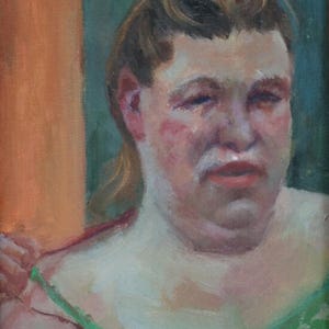 Original Oil Painting – Woman in Green Dress – 8x10&quot; Expressive Figurative Portrait