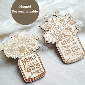 Cadeau atsem, Cadeau de fin d'année, Magnet en bois avec prenom gravé, Cadeau remerciement, Cadeau maîtresse, aimant bois gravé