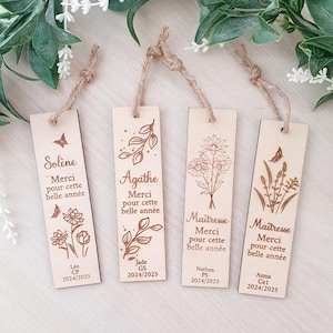 Regalo de fin de curso para profesores | Marcapáginas de madera grabado | Nombre personalizable | Idea de regalo para profesores