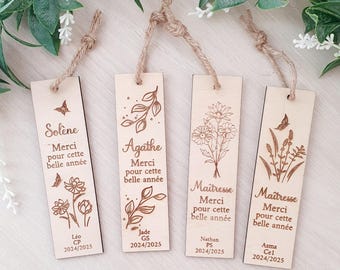 Personalized engraved wooden bookmark | Gift for nanny, friend, mom, teacher, teaching assistant