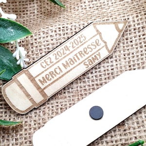 Merci Maîtresse | Cadeau de fin d'année |  Magnet personnalisé | Idée cadeau Atsem
