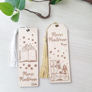 End-of-year teacher gift, wooden bookmark with personalized engraved first name