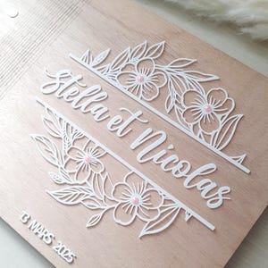 Hochzeitsbuch aus Holz | Hochzeitsgeschenk | Jahrestag | Personalisiertes Gästebuch | Hochzeitsgeschenk | Personalisiertes Fotoalbum