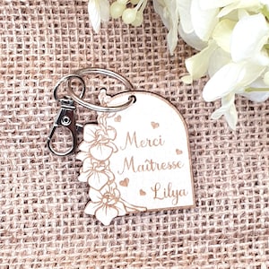 Danke, Herrin | Personalisiertes Geschenk | Geschenk fürs Kindermädchen zum Jahresende | atsem | Holzschnitt