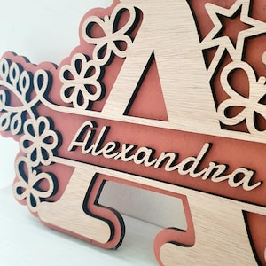 Personalized door or wall plaque, children&#39;s or baby&#39;s room decoration, personalized wooden first name decoration, first name initial