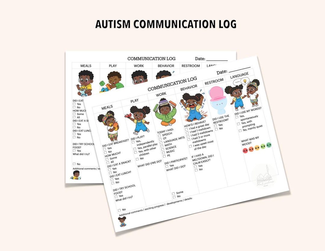 Autistic Log Autism Communication Log - Girl 2 - Etsy