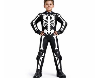 Kids Skeleton Motorcycle Racing Suit – Custom Leather Track Suit for Young Riders