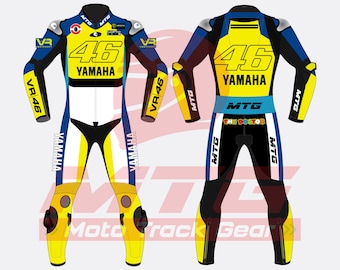 Valentino Rossi  Suit Yamaha 46 Leather Racing Suit: MotoGP Style CE Armor